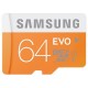 Samsung 64 Go Carte Mémoire EVO MicroSDXC Classe 10  avec adaptateur USB MB-MP64DU2/EU