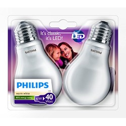 Philips - Ampoule LED Standard Culot E27 - Lot de 2 Ampoules - 6W consommés - Équivalence Incandescence 40W