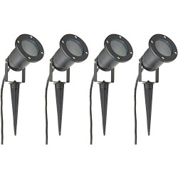 Long Life Lamp Company Lot de 4 Éclairage extérieur à piquer - Spot GU10 IP65 Noir mat