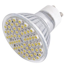 6X GU10 AMPOULE LAMPE BULB A 60 SMD LED BLANC CHAUD 4.5W