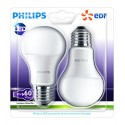 Philips - Lot de 2 Ampoules LED Standard - Culot E27 (Grosse Vis) - 9W Consommés - Équivalent 60W - Partenariat Philips/EDF