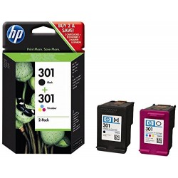 HP 301 Cartouche d'encre d'origine Pack de 2 Noir Cyan Magenta Jaune