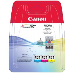 Canon CLI-521 Cartouche d'encre d'origine Pack de 3 Cyan, Magenta, Jaune