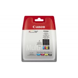 Canon CLI-551 Cartouche encre d'origine Pack de 4 Noir, Cyan, Magenta, Jaune